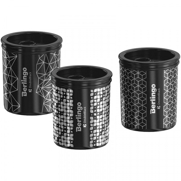 Точилка пластиковая Berlingo "DoubleBlack", 2 отверстия, контейнер, ассорти BBp_15029