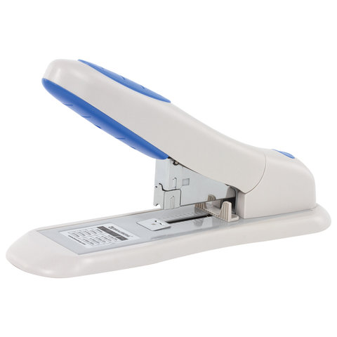 Степлер МОЩНЫЙ №24/6-23/15 BRAUBERG "Heavy duty PRO", до 100 листов, эргономичный, серо-синий, 22766