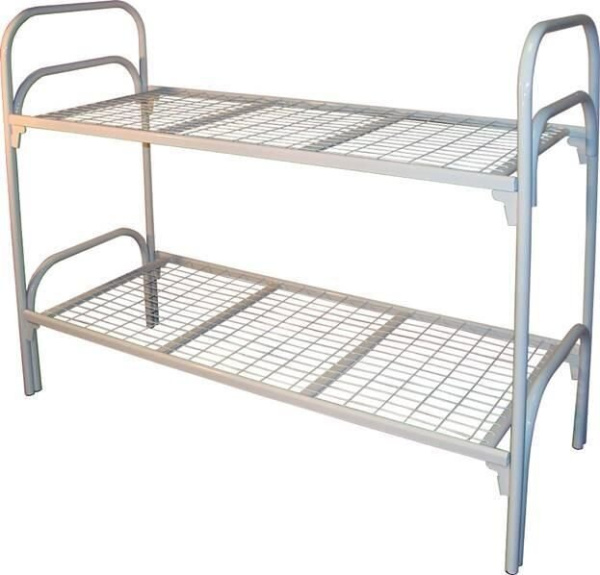 Кровать метал. 2-ярусная усиленная, "2КС-2У", 190*80 см, сетка сварная 100*50 мм (серый)