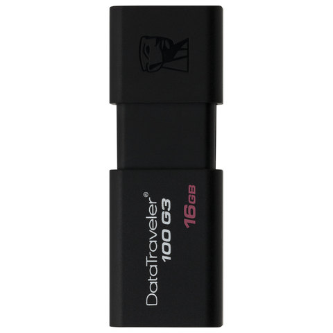 Флэш-диск 16GB KINGSTON DataTraveler 100 G3 USB 3.0, черный, DT100G3/16GB