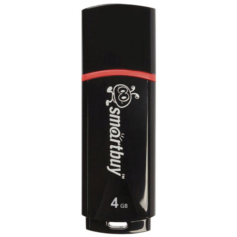 Флэш-диск 4 GB, SMARTBUY Crown, USB 2.0, черный, SB4GBCRW-K 