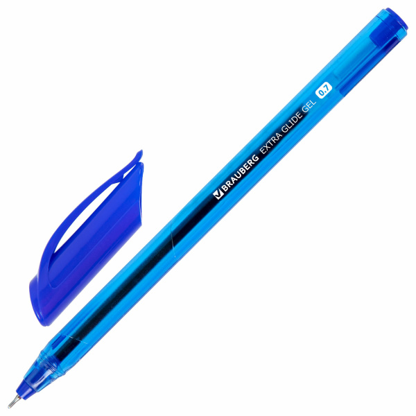 Ручка гелевая BRAUBERG "Extra Glide Gel", СИНЯЯ, трехгранная, игольчатый наконечник 0,7 мм, линия 0,