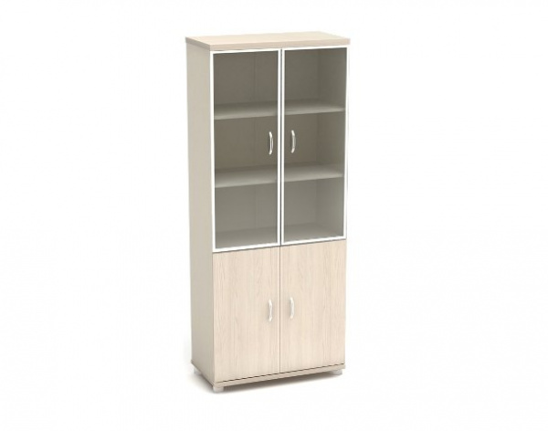 Шкаф высокий со стеклом в алюм. рамке 855х442х2076 К57 Модерн (М46+М53*2+М45+КЭ97*2)