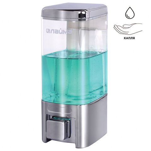 Диспенсер для жидкого мыла ЛАЙМА, НАЛИВНОЙ, 0,48л, ABS пластик, хром, 605053