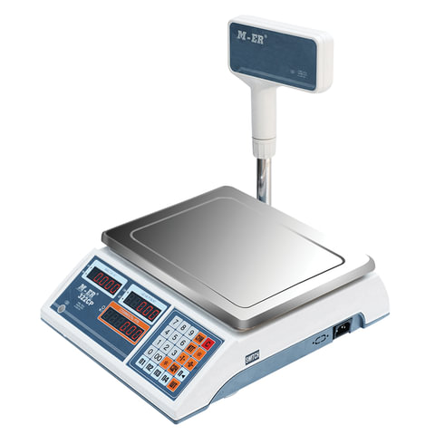 Весы торговые MERCURY M-ER 322ACPX-15.2 LED (0,04-15кг) дискретность 5г, платф.315x235мм, со стойкой