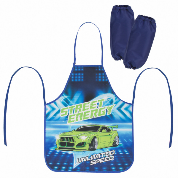 Фартук с нарукавниками ЮНЛАНДИЯ, 45*54 см, Зеленая машина, 270386