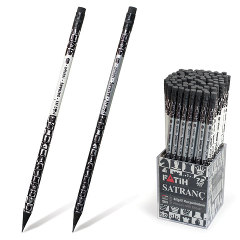 Карандаш ч/гр PENSAN (FATIH), НВ, фольгир.корпус(шахматы), с резинкой, заточ, карт.упак, 16970