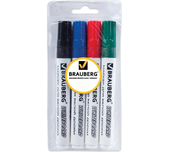 Набор маркеров для белых досок Line Plus "600B" 04цв., пулевидный, 2мм, блистер 4WBM-600B