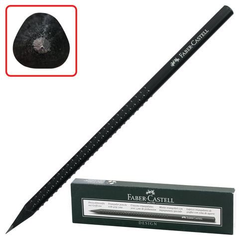 Карандаш ч/гр FABER-CASTELL "Design", НВ, трехгран форма, черное мореное дерево, черн, корпус, 11837