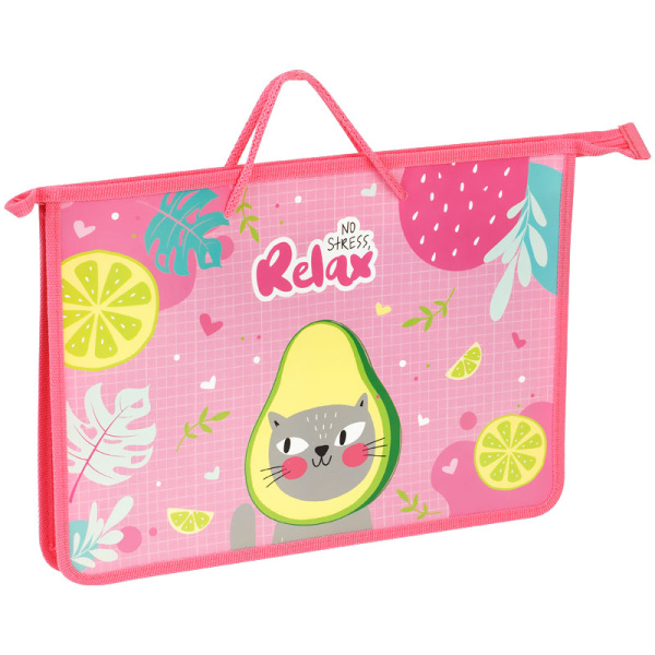 Папка с ручками А4 ArtSpace "Avo-cat", пластик, на молнии, 45мм