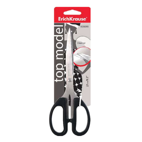Ножницы ERICH KRAUSE "Top Model" 210мм, черные, в карт. упак. с европодвесом, 14856 Ножницы ERICH KRAUSE "Top Model" 210мм, черные, в карт. упак. с европодвесом, 14856