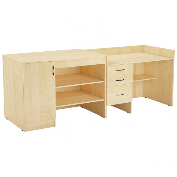 Стол демонстрационный для физики 2400*750*880, корпус ЛДСП клен, столешница - пластика клен, М178Ф