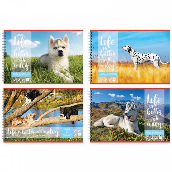 Альбом для рисования А4 48л., на гребне BG "Собака - лучший друг!", эконом