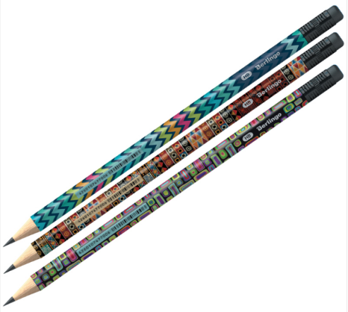 Карандаш ч/г Berlingo "Fantasy" HB, c ластиком, заточен.