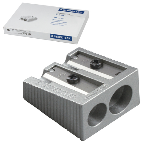 Точилка STAEDTLER (Штедлер, Германия), 2 отверстия, металлическая клиновидная, 510 20
