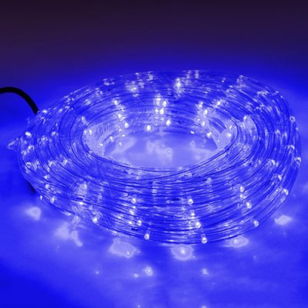 LED шнур 13 мм, круглый, 10 м, чейзинг, LED/м-24-220V, с контролл. 8р, синий