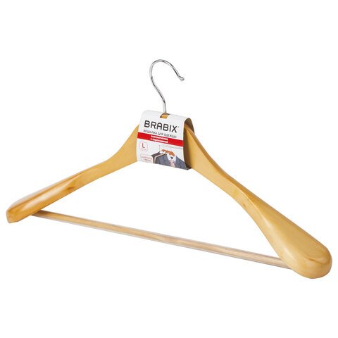 Вешалка-плечики р. 48-50, дерево, ЛАЙМА "Люкс", анатомическая, антискольз. перекл., цвет сосна