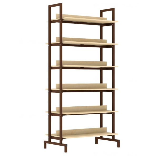 Стеллаж двухсторонний меламин 900х510х1900, клен, м/к серый, М410 Стеллаж двухсторонний меламин 900х510х1900, клен, м/к серый, М410