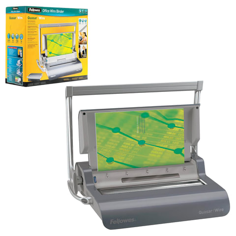 Переплетная машина для металлической пружины FELLOWES QUASAR WIRE, пробив.15л., сшив.130л., CRC52241 Переплетная машина для металлической пружины FELLOWES QUASAR WIRE, пробив.15л., сшив.130л., CRC52241