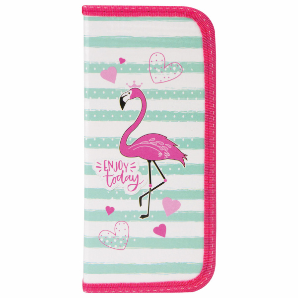 Пенал ПИФАГОР, 1 отделение, ламинированный картон, 19х9 см, Flamingo, 229196