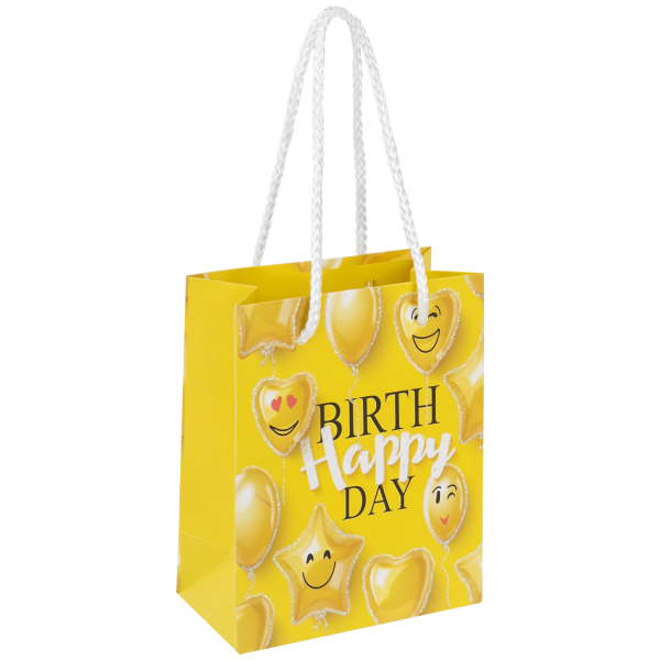 Пакет подарочный (1 штука) 11x6x15 см, ЗОЛОТАЯ СКАЗКА "Happy Birthday", глиттер, желтый, 608237 Пакет подарочный (1 штука) 11x6x15 см, ЗОЛОТАЯ СКАЗКА "Happy Birthday", глиттер, желтый, 608237