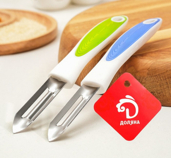 Овощечистка 19,5 см "Style", ручка soft touch, цвета МИКС