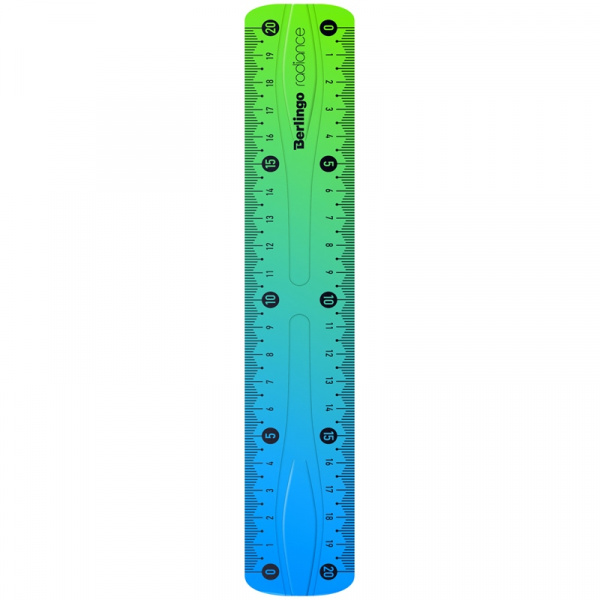 Линейка 20см Berlingo "Radiance", пластиковая, гибкая, голубой/зеленый градиент, европодвес PR_10120