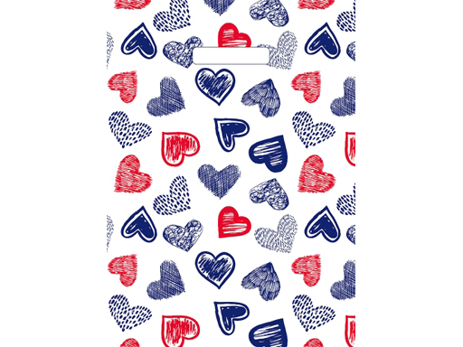 Пакет ПЭ с вырубной ручкой 29х40 (35) (Сердца) Россия