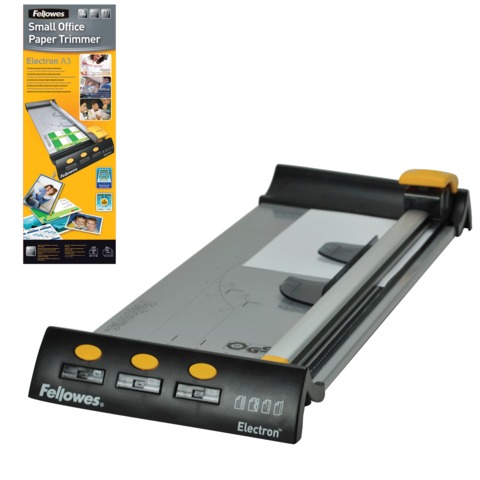 Резак FELLOWES роликовый ELECTRON, A3, длина реза 455 мм, 10 л., метал. основание, LED указка Резак FELLOWES роликовый ELECTRON, A3, длина реза 455 мм, 10 л., метал. основание, LED указка