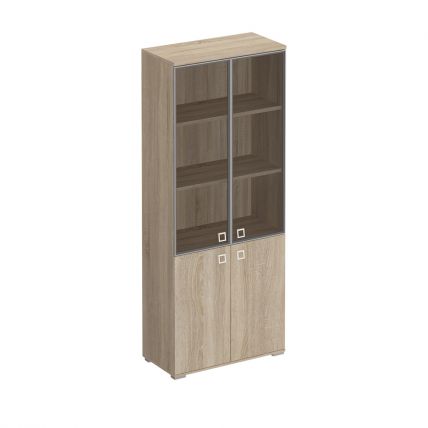 Шкаф широкий со стеклом без рамы. Размеры: 854*445*2010мм, дуб сонома, М305.22Ш  Шкаф широкий со стеклом без рамы. Размеры: 854*445*2010мм, дуб сонома, М305.22Ш