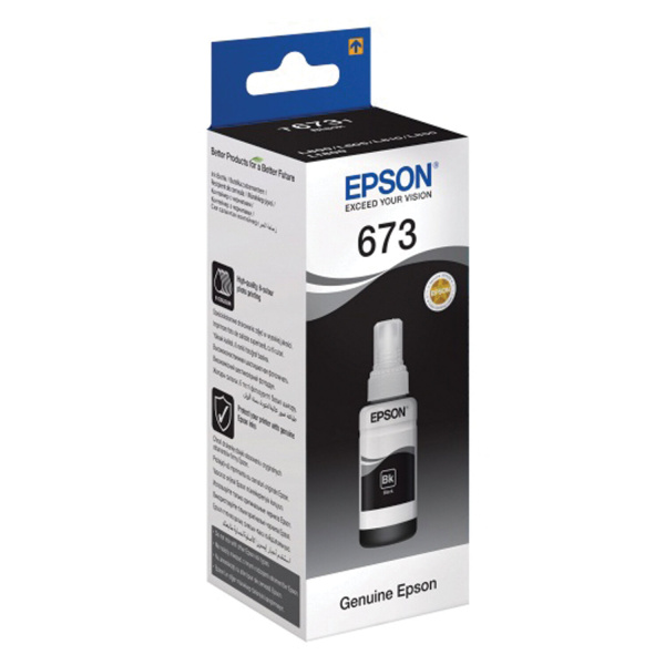 Чернила EPSON (C13T67314A) для СНПЧ Epson L800/L805/L810/L850/L1800, черные, оригинальные Чернила EPSON (C13T67314A) для СНПЧ Epson L800/L805/L810/L850/L1800, черные, оригинальные