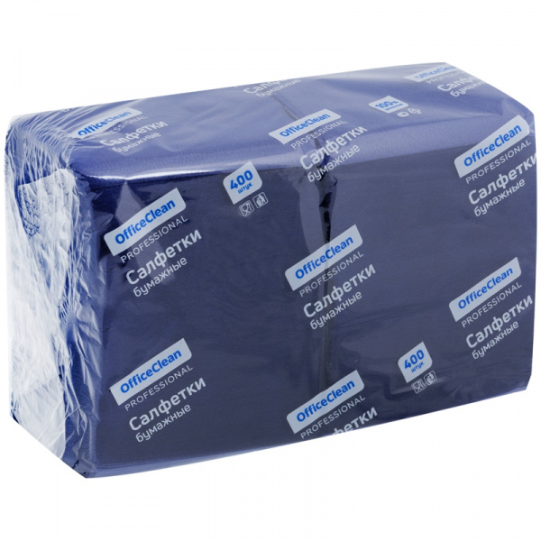 Салфетки бумажные OfficeClean Professional "Profi Pack", 1 слойн., 24*24см, синие, 400шт.