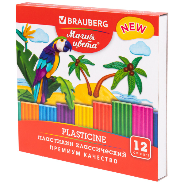 Пластилин классический BRAUBERG "МАГИЯ ЦВЕТА NEW", 12 цветов, 240 г, стек, ВЫСШЕЕ КАЧЕСТВО, 106426 Пластилин классический BRAUBERG "МАГИЯ ЦВЕТА NEW", 12 цветов, 240 г, стек, ВЫСШЕЕ КАЧЕСТВО, 106426