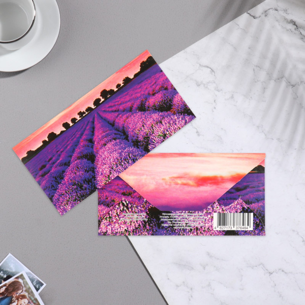 Конверт для денег «Лавандовое поле»  17х8,5 см