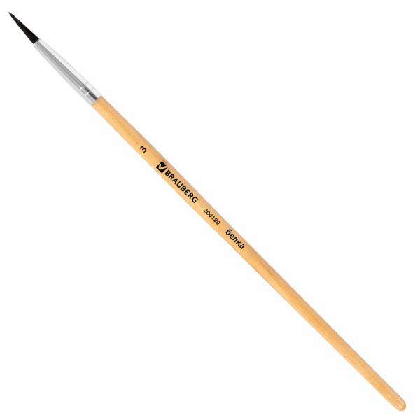 Кисть BRAUBERG белка, круглая, №3, 200180 Кисть BRAUBERG белка, круглая, №3, 200180