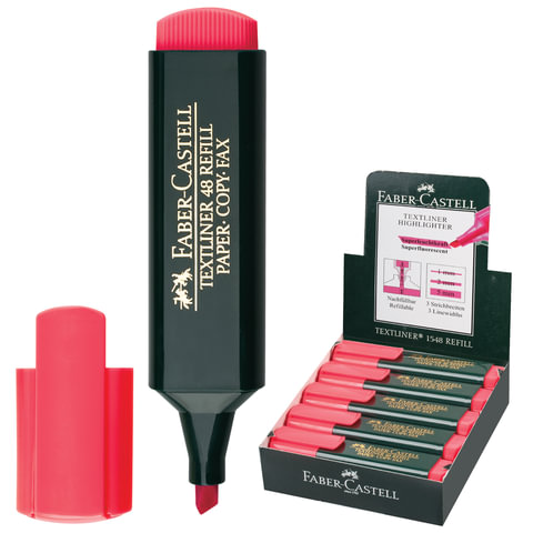 Текстмаркер FABER-CASTELL "1548", скошеный наконечник 1-5мм, красный, 154821