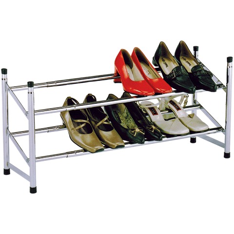 Полка для обуви, металл, регулируемая, (ш630-1200*г230*в350мм), 2 отделения, SR-0222, хром