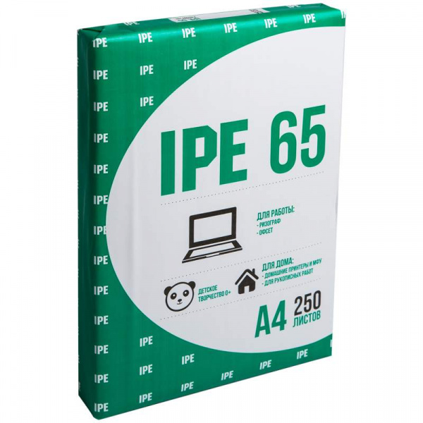 Бумага писчая IPE 65, А4, 250л., 55-65г/м2, 75%
