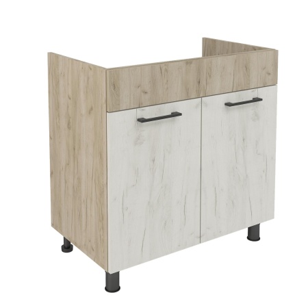 Тумба 2-створчатая под мойку ШНМ 800*600*850 мм дуб крафт бел/дуб корп крафт сер лдсп 