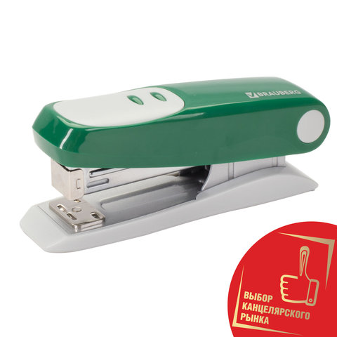 Степлер №24/6, 26/6 BRAUBERG "Germanium" до 20л., тёмно-зелёный
