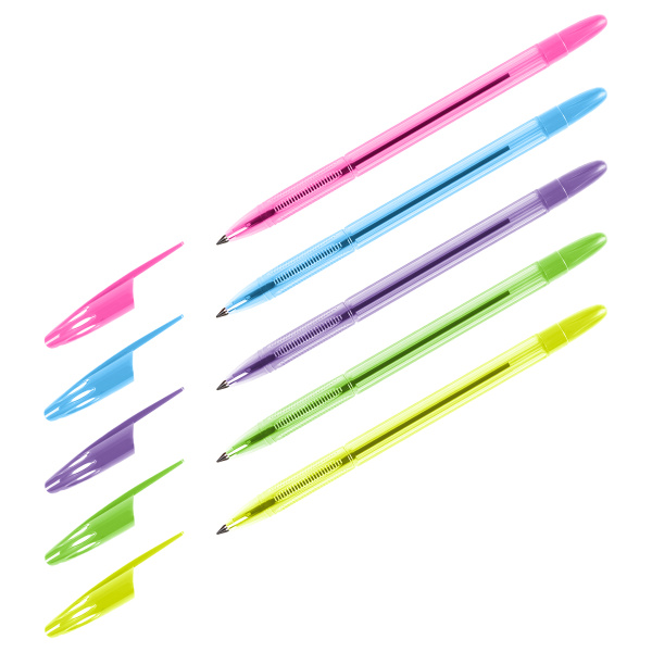 Ручка шариковая СТАММ "555" синяя, 0,7мм, неон