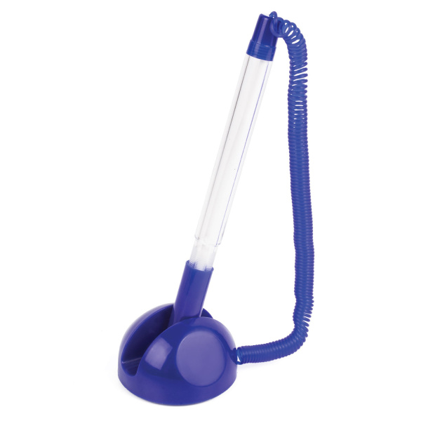 Ручка шариковая настольная BRAUBERG "СТЕНД-ПЕН" на пружинке, с клейк. основ., корп. син., 140195,син