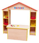 Игровая зона "Магазин" Домик: 1626х460х1515 мм Тумба: 900х430х520 мм