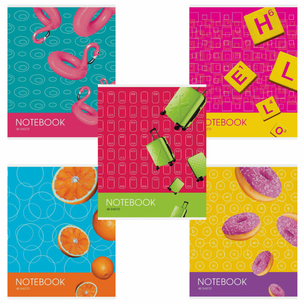 Тетрадь 48л. клетка HATBER-ECO скоба, офсет №2 обложка мелов. бумага, Акценты, 48Т5D1