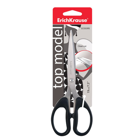 Ножницы ERICH KRAUSE "Top Model", 190 мм, черные, в картонной упаковке с европодвесом, 50015  Ножницы ERICH KRAUSE "Top Model", 190 мм, черные, в картонной упаковке с европодвесом, 50015