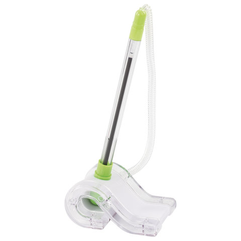 Ручка шариковая настольная BRAUBERG N2, масляная основа, на пружинке, корпус прозр/зел, 141889, син