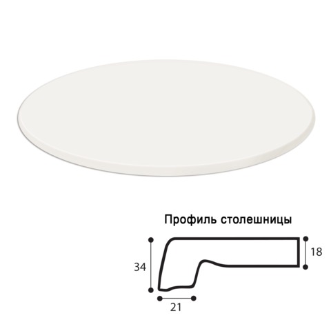 Столешница к столу для столовых, кафе, дома, диаметр 800 мм, Werzalit 001, ОСОБО ПРОЧНАЯ, белая