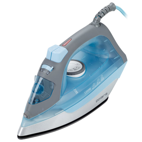 Утюг POLARIS PIR-2263, 2200 Вт, терморегулятор, антипригарное покрытие, самоочистка, голубой, PIR 22