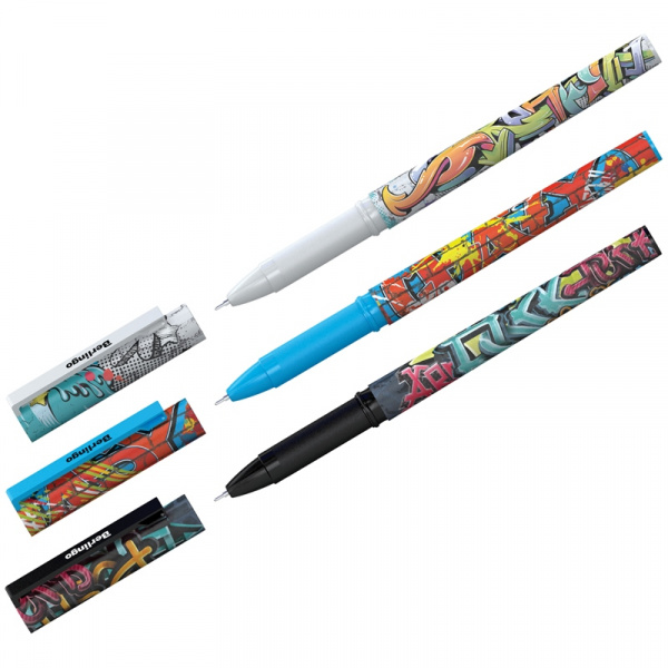 Ручка шариковая Berlingo "Funline XL. StreetArt" синяя, 0,7 мм, грип, рис на корп, ассор CBp_07374