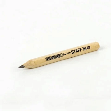 Карандаш ч/гр УКОРОЧЕННЫЙ 90мм, твердость HB, лакированный корпус,без ластика, заточенный, STAFF,СП